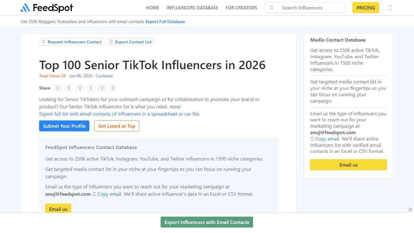 Top 100 Senior TikTok Influencers in 2026